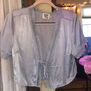 Princess Polly Blue Tie Front Top